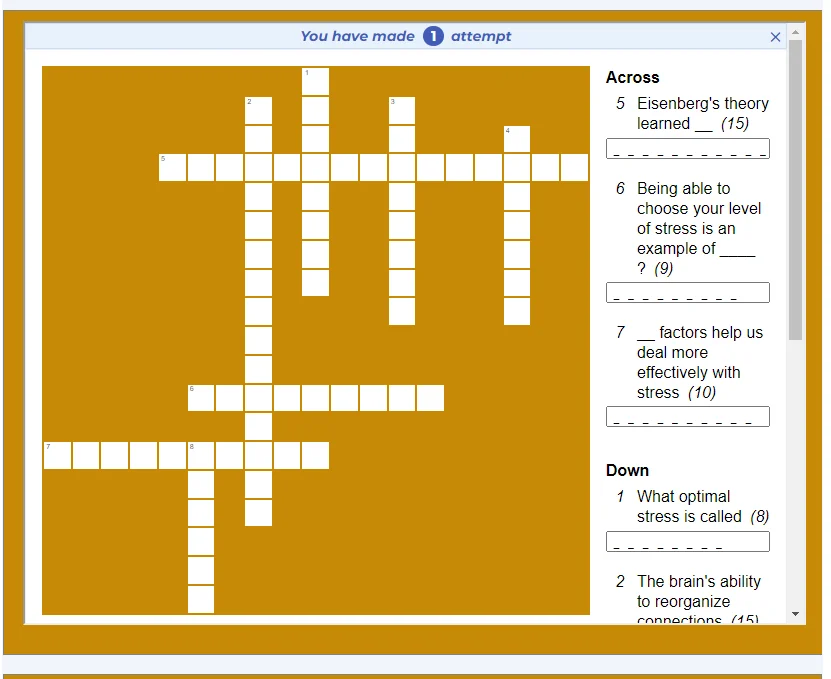 A crossword puzzle with prompts