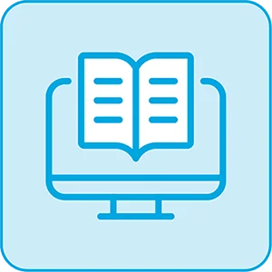 Workbook icon - an illustration of an open book.